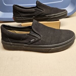 Vans Black On Black Slip-On Shoes, Womens Size 10